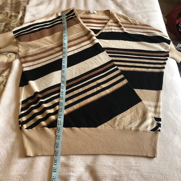 Calvin Klein Batwing V-neck Striped Sweater - Picture 7 of 8